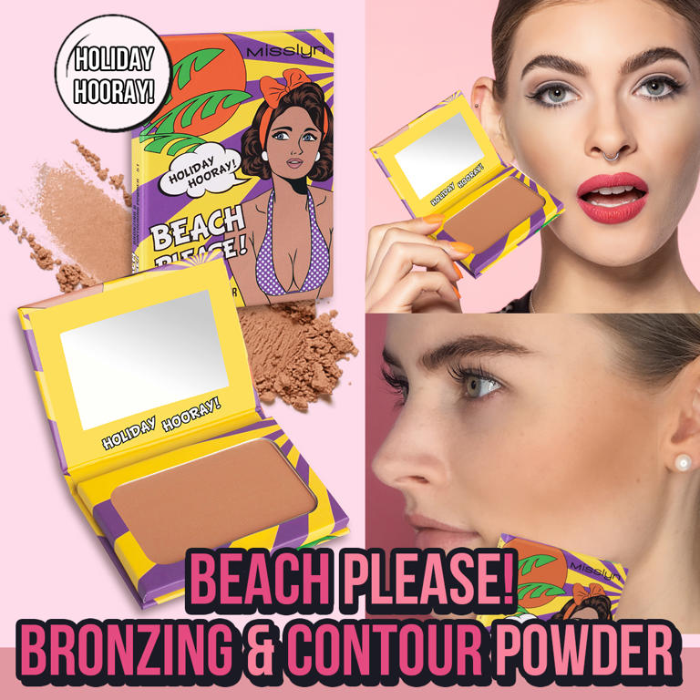 treat me SWEET POWDER BLUSH & PRETTY MERMAID RAINBOW HIGHLIGHTER & BEACH PLEASE! BRONZING & CONTOURING POWDER SET