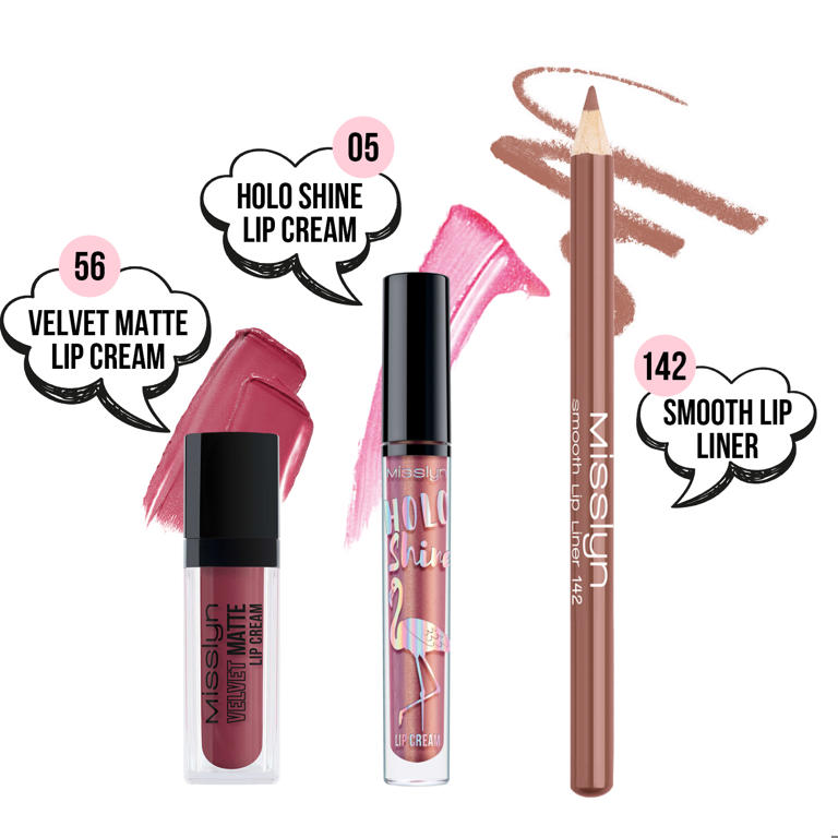 HOLO SHINE LIP CREAM & VELVET MATTE LIP CREAM & LIP LINER SET