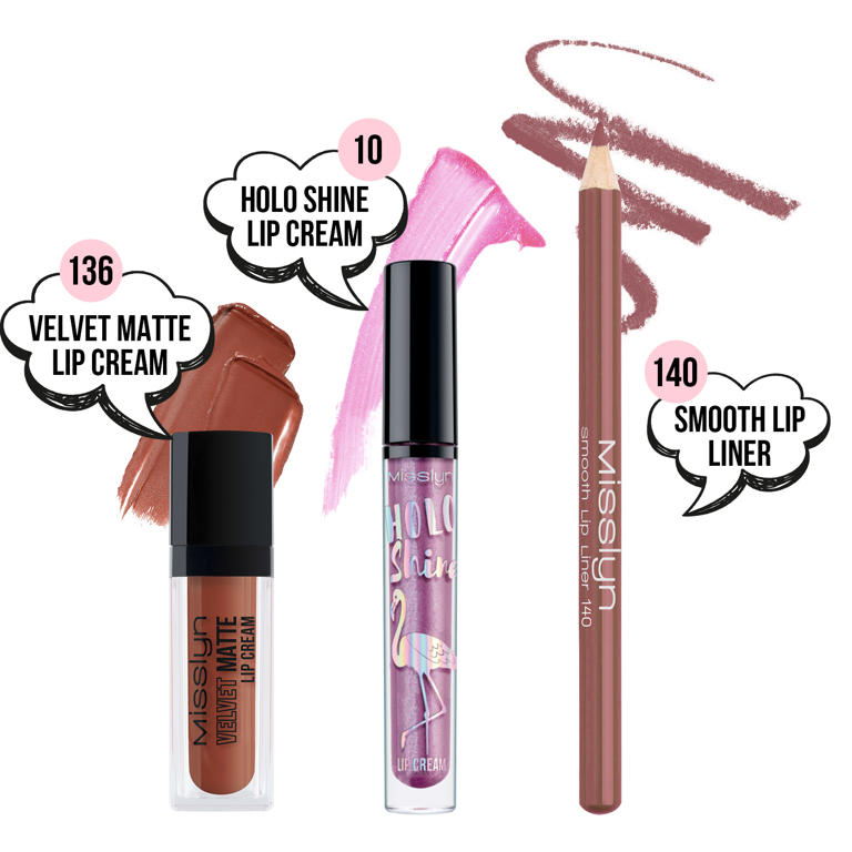 HOLO SHINE LIP CREAM & VELVET MATTE LIP CREAM & LIP LINER SET