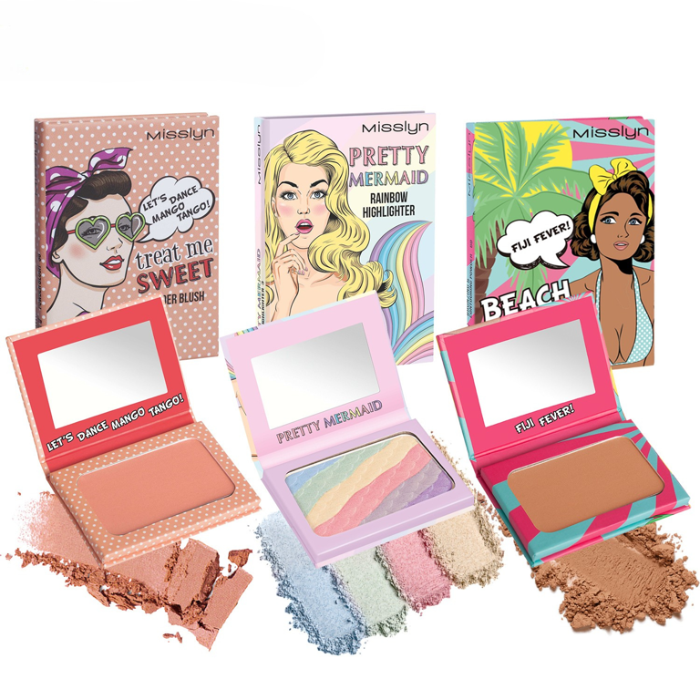 treat me SWEET POWDER BLUSH & PRETTY MERMAID RAINBOW HIGHLIGHTER & BEACH PLEASE! BRONZING & CONTOURING POWDER SET