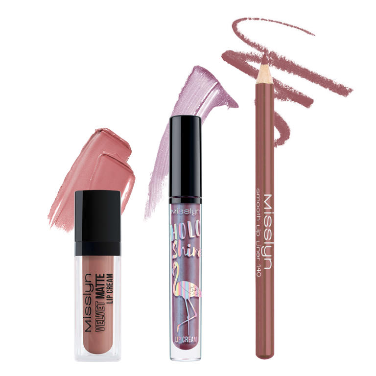 HOLO SHINE LIP CREAM & VELVET MATTE LIP CREAM & LIP LINER SET