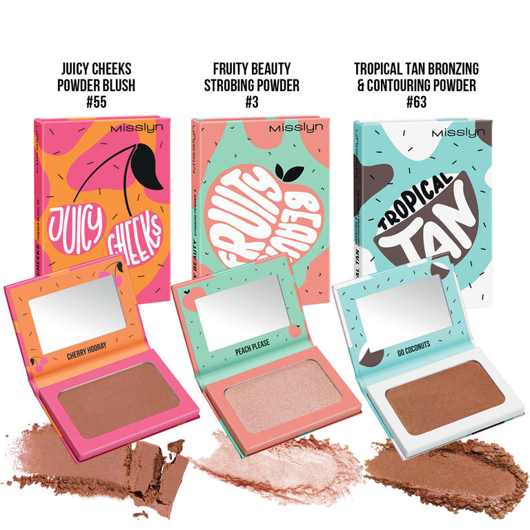 FRUITY BEAUTY STROBING POWDER & TROPICAL TAN BRONZING AND CONTOURING POWDER & POWDER BLUSH SET