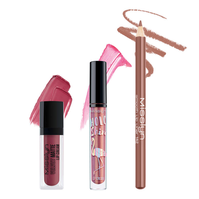 HOLO SHINE LIP CREAM & VELVET MATTE LIP CREAM & LIP LINER SET