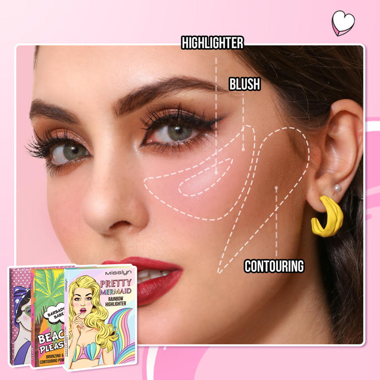 treat me SWEET POWDER BLUSH & PRETTY MERMAID RAINBOW HIGHLIGHTER & BEACH PLEASE! BRONZING & CONTOURING POWDER SET