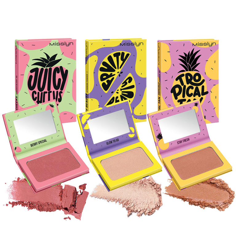 FRUITY BEAUTY STROBING POWDER & TROPICAL TAN BRONZING AND CONTOURING POWDER & POWDER BLUSH SET