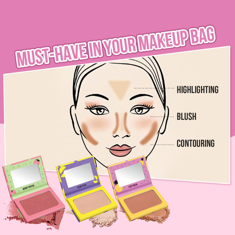 FRUITY BEAUTY STROBING POWDER & TROPICAL TAN BRONZING AND CONTOURING POWDER & POWDER BLUSH SET