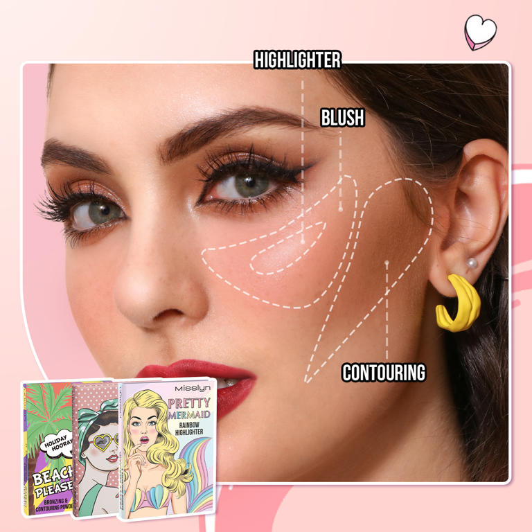treat me SWEET POWDER BLUSH & PRETTY MERMAID RAINBOW HIGHLIGHTER & BEACH PLEASE! BRONZING & CONTOURING POWDER SET