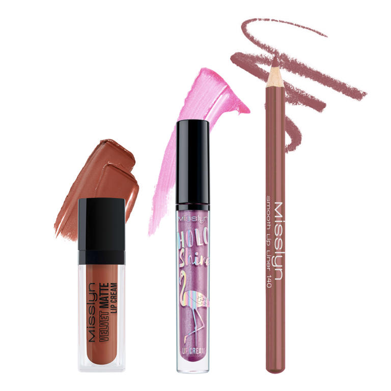 HOLO SHINE LIP CREAM & VELVET MATTE LIP CREAM & LIP LINER SET
