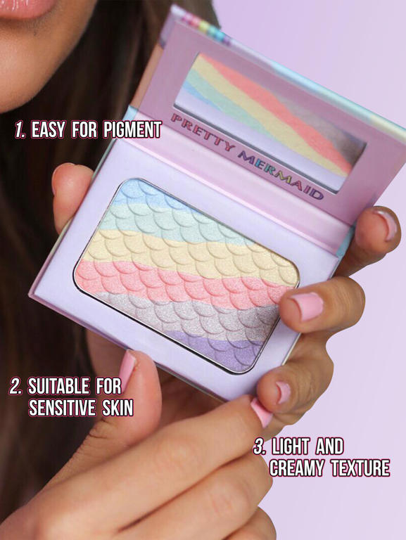 treat me SWEET POWDER BLUSH & PRETTY MERMAID RAINBOW HIGHLIGHTER & BEACH PLEASE! BRONZING & CONTOURING POWDER SET