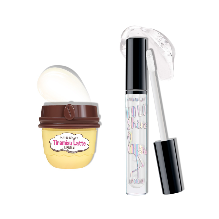 HOLO SHINE LIP CREAM  & TIRAMISU LATTE LIP BALM SET