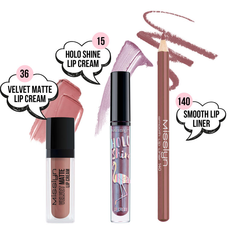 HOLO SHINE LIP CREAM & VELVET MATTE LIP CREAM & LIP LINER SET